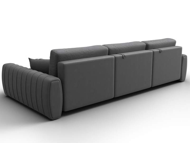 Диван угловой Лига-057 НПБ Лонг угол правый, Замша, JOLY 13 серый