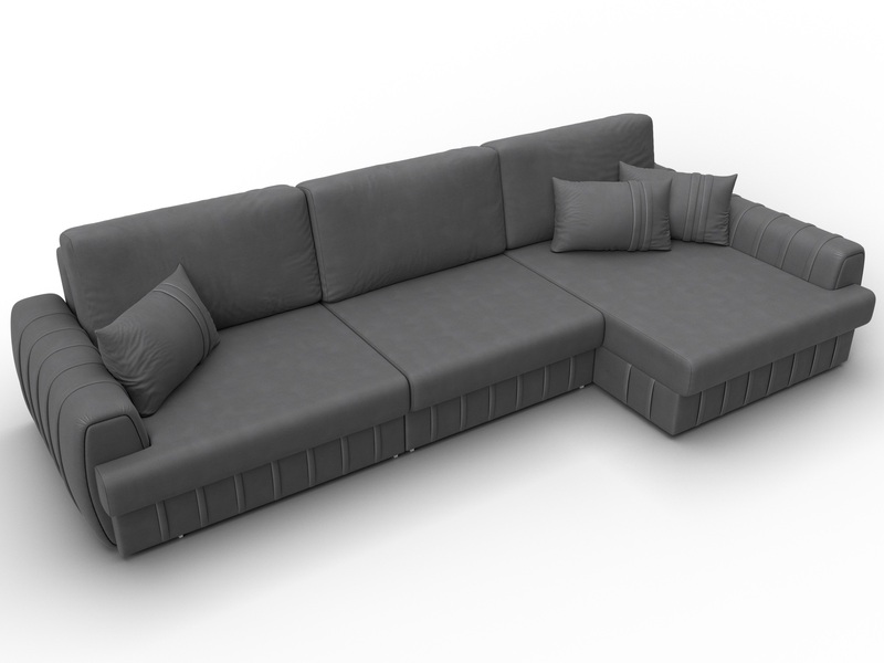 Диван угловой Лига-057 НПБ Лонг угол правый, Замша, JOLY 13 серый