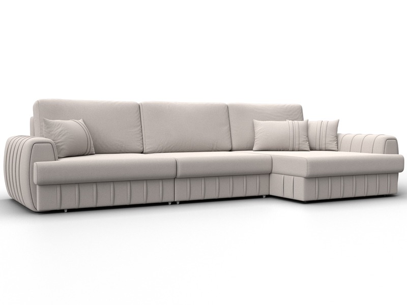 Диван угловой Лига-057 НПБ Лонг угол правый, Замша, JOLY 05 бежевый