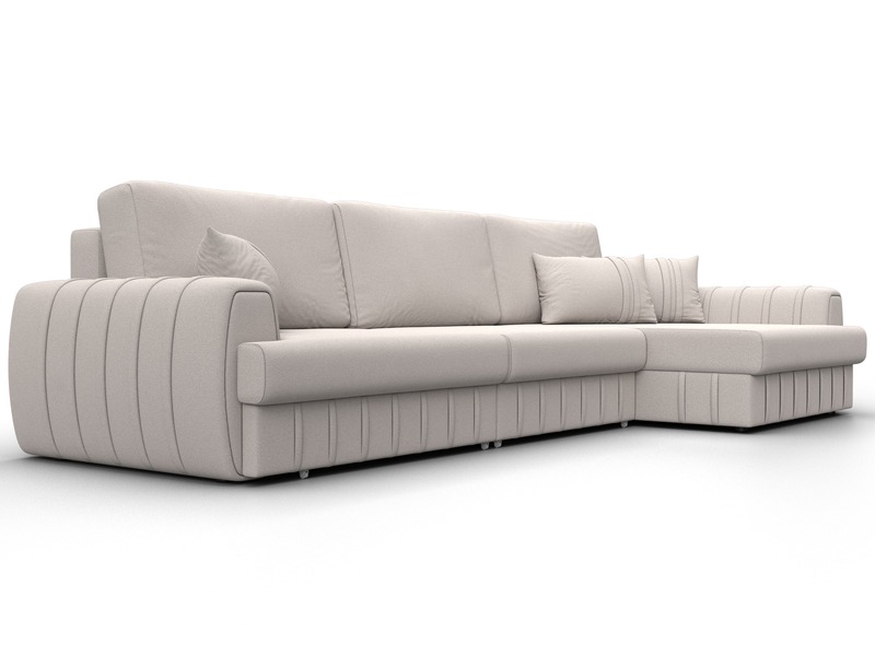 Диван угловой Лига-057 НПБ Лонг угол правый, Замша, JOLY 05 бежевый