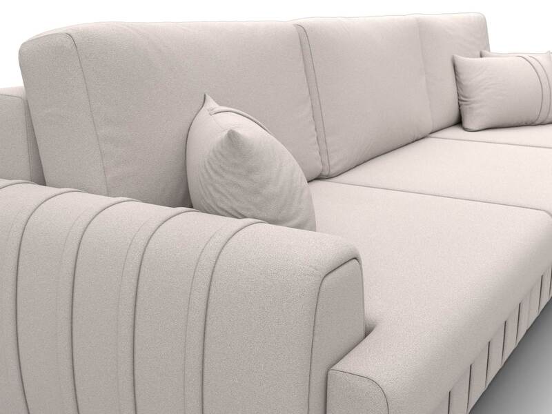 Диван угловой Лига-057 НПБ Лонг угол правый, Замша, JOLY 05 бежевый