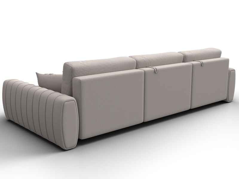 Диван угловой Лига-057 НПБ Лонг угол правый, Замша, JOLY 05 бежевый