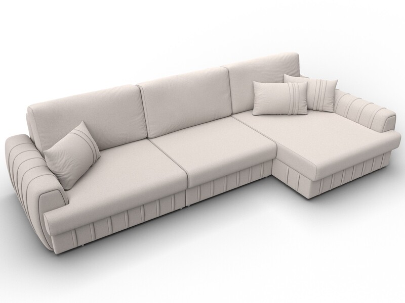 Диван угловой Лига-057 НПБ Лонг угол правый, Замша, JOLY 05 бежевый