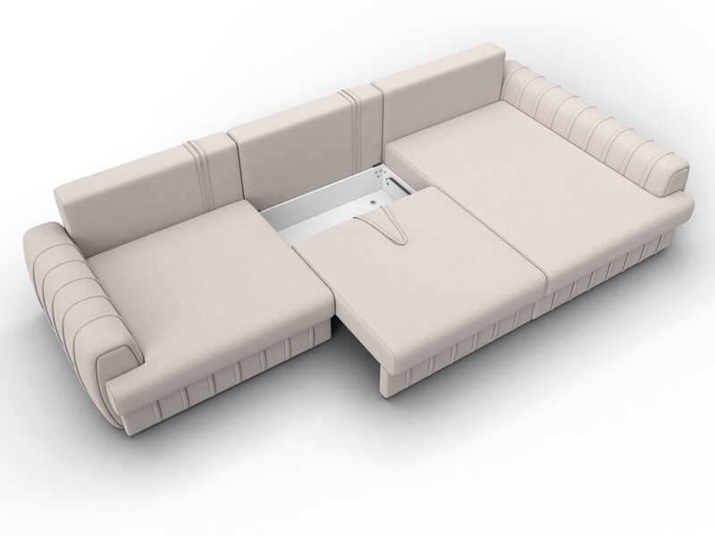 Диван угловой Лига-057 НПБ Лонг угол правый, Замша, JOLY 05 бежевый