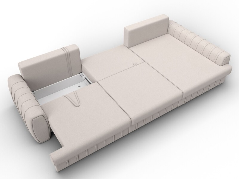Диван угловой Лига-057 НПБ Лонг угол правый, Замша, JOLY 05 бежевый