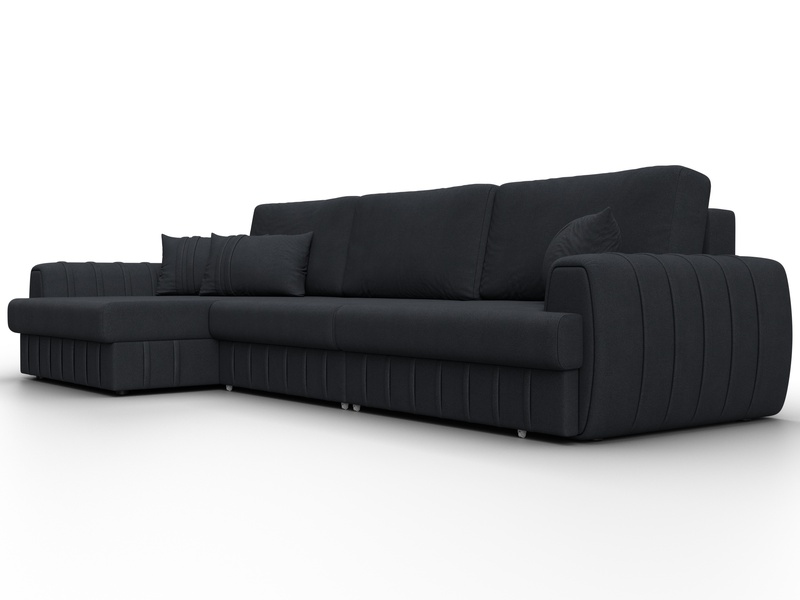 Диван угловой Лига-057 НПБ Лонг угол левый, Замша, JOLY 16 темно-серый