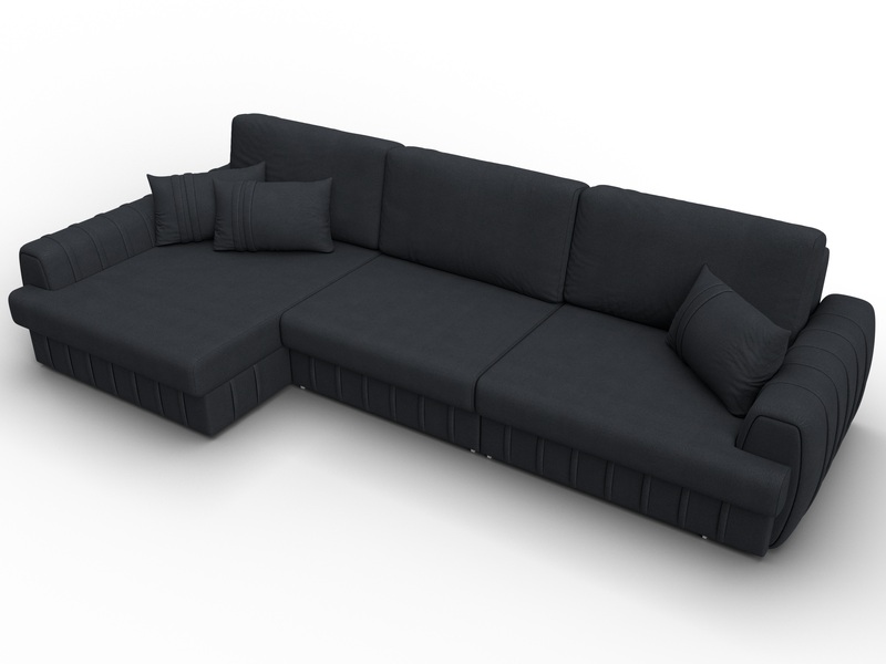 Диван угловой Лига-057 НПБ Лонг угол левый, Замша, JOLY 16 темно-серый