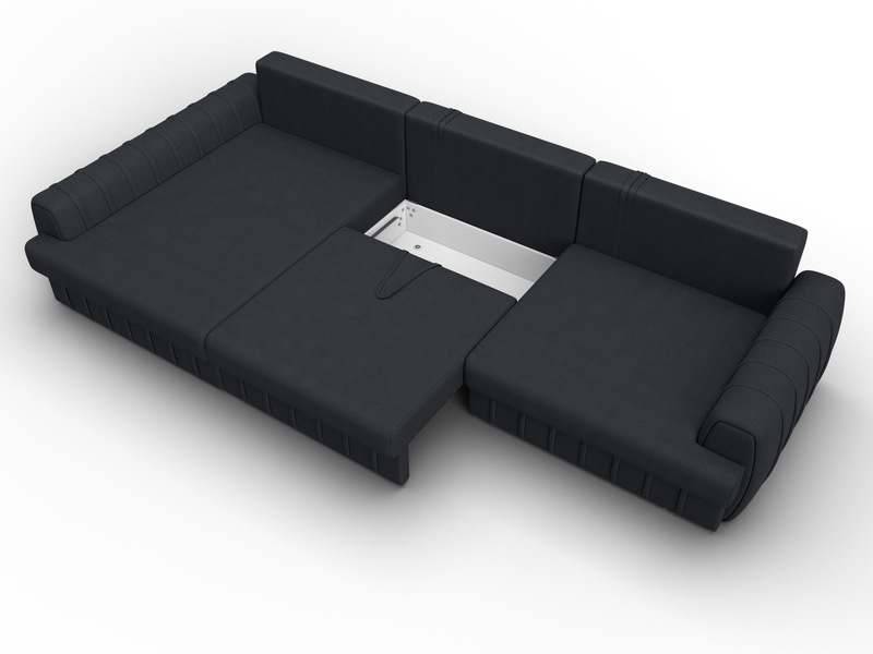 Диван угловой Лига-057 НПБ Лонг угол левый, Замша, JOLY 16 темно-серый