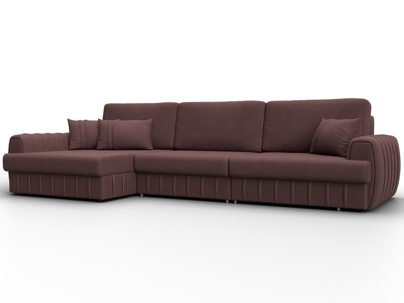 Диван угловой Лига-057 НПБ Лонг угол левый, Замша, JOLY 09 бордовый