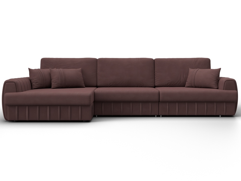 Диван угловой Лига-057 НПБ Лонг угол левый, Замша, JOLY 09 бордовый