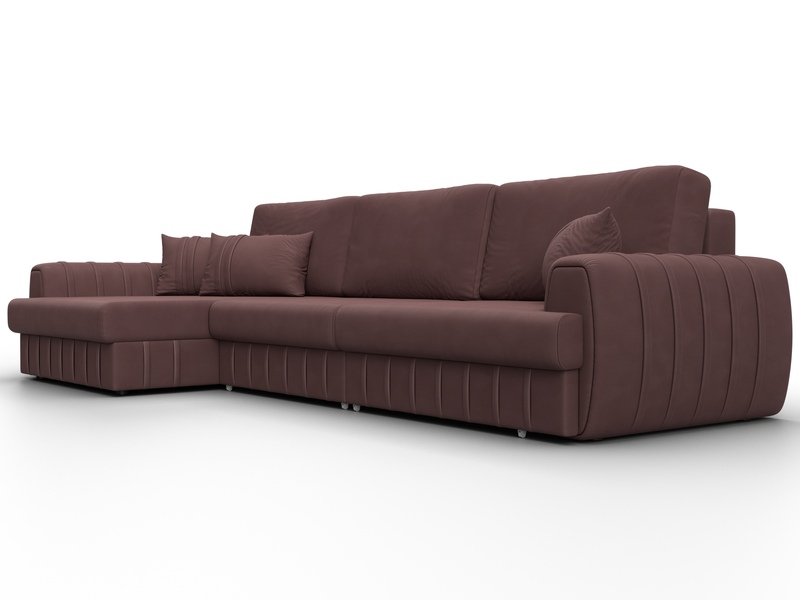 Диван угловой Лига-057 НПБ Лонг угол левый, Замша, JOLY 09 бордовый