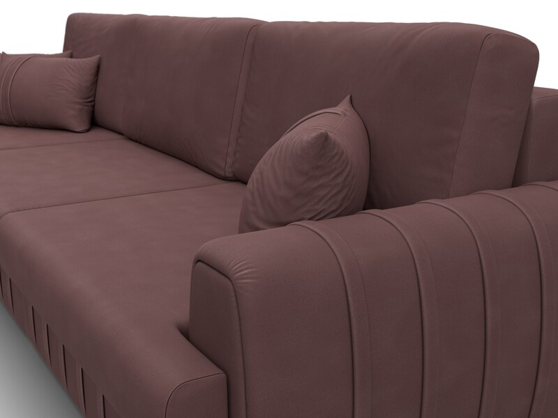 Диван угловой Лига-057 НПБ Лонг угол левый, Замша, JOLY 09 бордовый