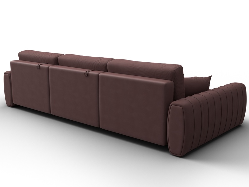 Диван угловой Лига-057 НПБ Лонг угол левый, Замша, JOLY 09 бордовый