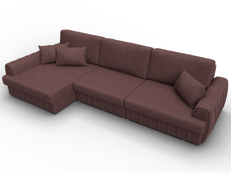 Диван угловой Лига-057 НПБ Лонг угол левый, Замша, JOLY 09 бордовый