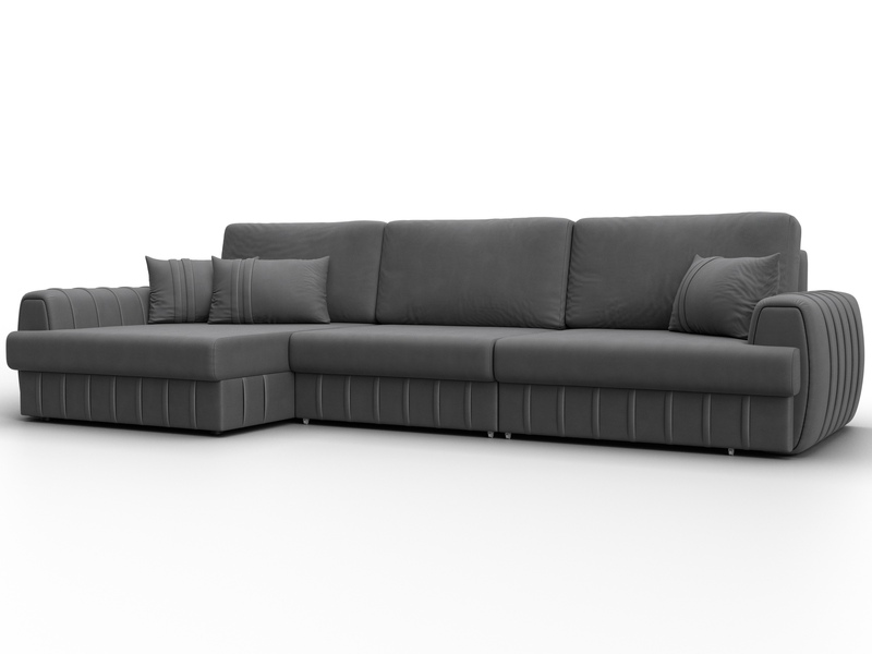 Диван угловой Лига-057 НПБ Лонг угол левый, Замша, JOLY 13 серый