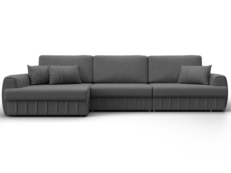 Диван угловой Лига-057 НПБ Лонг угол левый, Замша, JOLY 13 серый