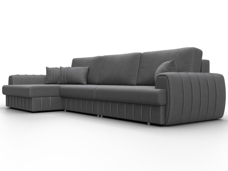 Диван угловой Лига-057 НПБ Лонг угол левый, Замша, JOLY 13 серый