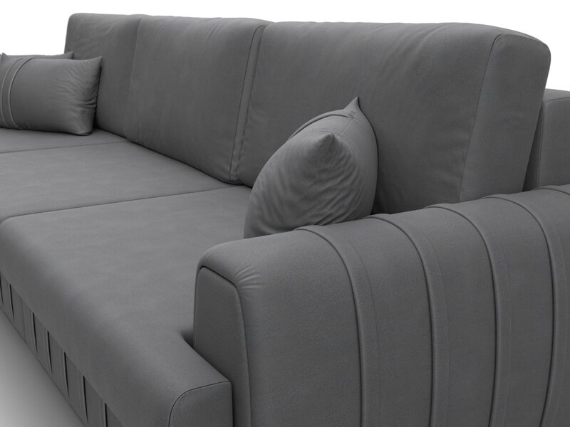 Диван угловой Лига-057 НПБ Лонг угол левый, Замша, JOLY 13 серый