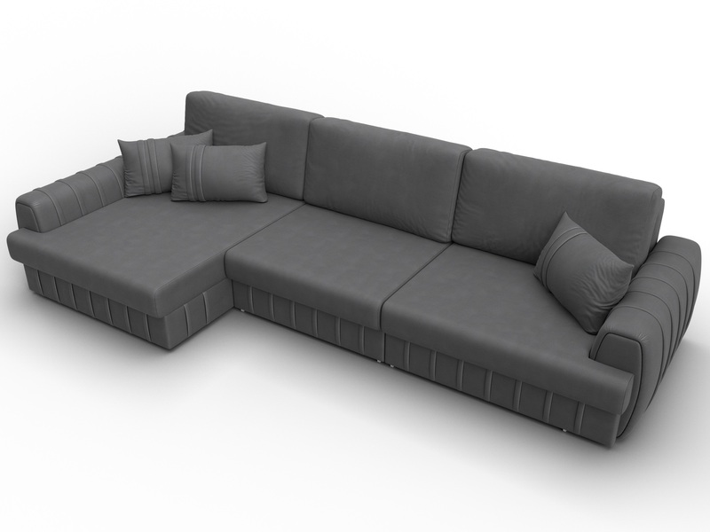 Диван угловой Лига-057 НПБ Лонг угол левый, Замша, JOLY 13 серый