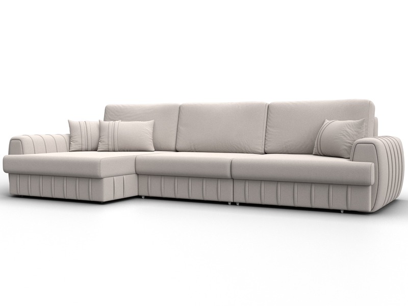 Диван угловой Лига-057 НПБ Лонг угол левый, Замша, JOLY 05 бежевый