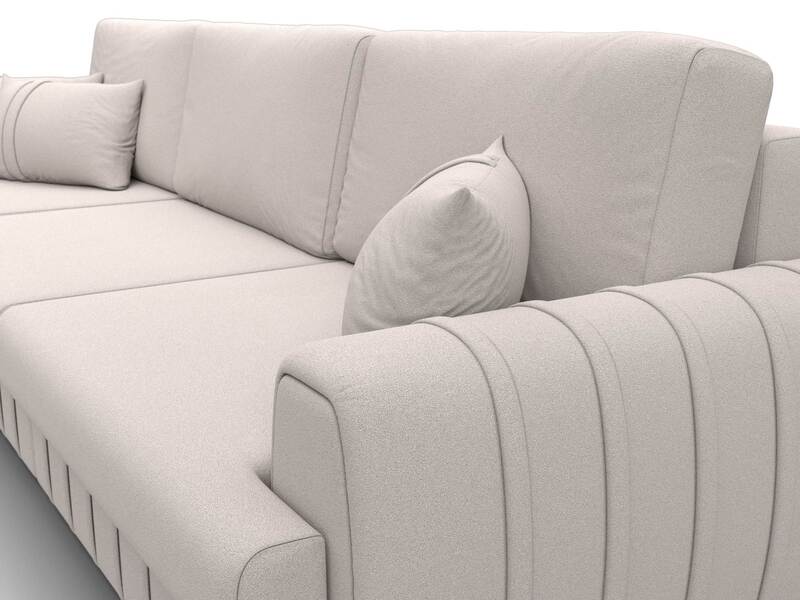 Диван угловой Лига-057 НПБ Лонг угол левый, Замша, JOLY 05 бежевый