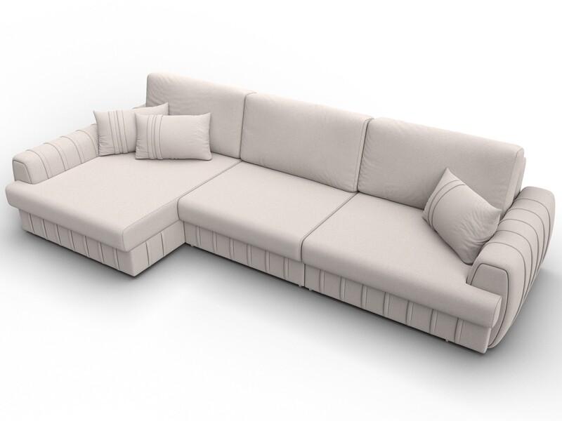 Диван угловой Лига-057 НПБ Лонг угол левый, Замша, JOLY 05 бежевый