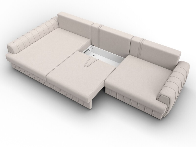 Диван угловой Лига-057 НПБ Лонг угол левый, Замша, JOLY 05 бежевый