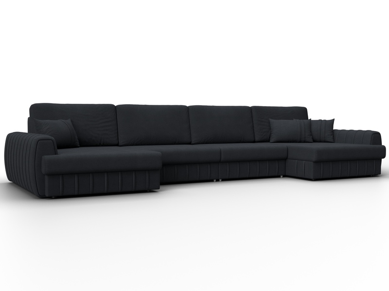 Диван П-образный Лига-057 НПБ Лонг, Замша, JOLY 16 темно-серый