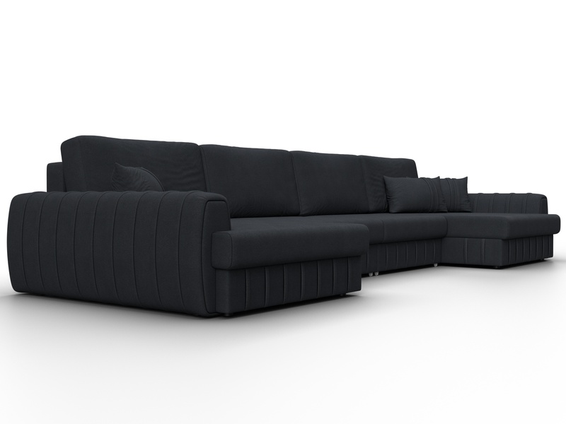 Диван П-образный Лига-057 НПБ Лонг, Замша, JOLY 16 темно-серый