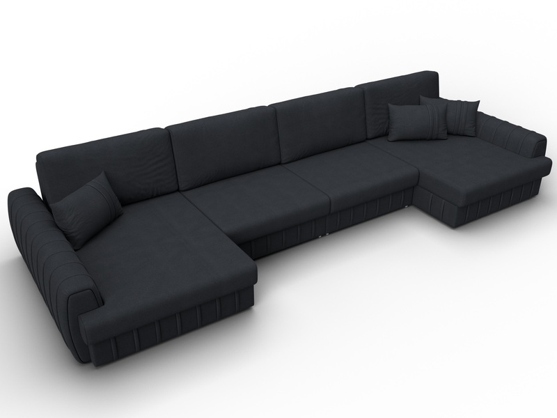 Диван П-образный Лига-057 НПБ Лонг, Замша, JOLY 16 темно-серый