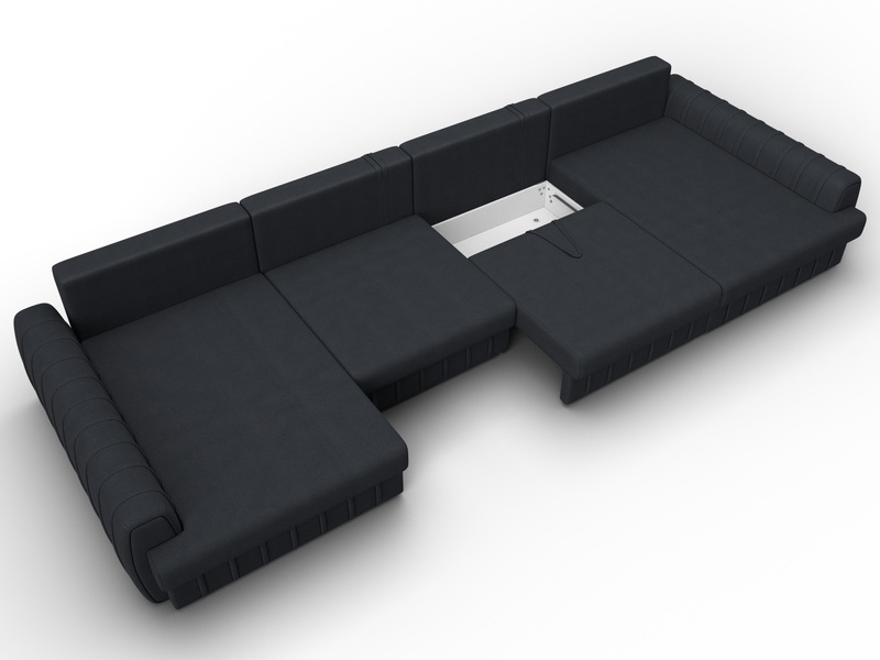 Диван П-образный Лига-057 НПБ Лонг, Замша, JOLY 16 темно-серый