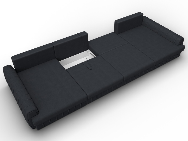 Диван П-образный Лига-057 НПБ Лонг, Замша, JOLY 16 темно-серый