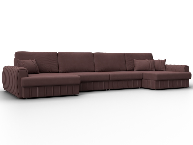 Диван П-образный Лига-057 НПБ Лонг, Замша, JOLY 09 бордовый