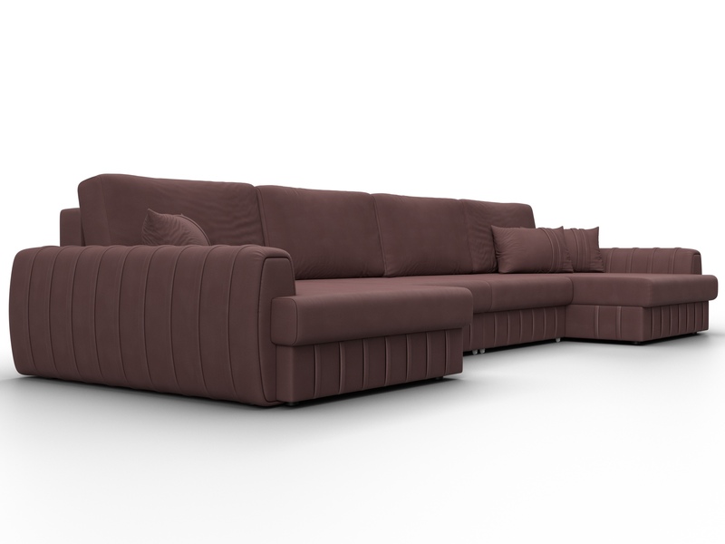 Диван П-образный Лига-057 НПБ Лонг, Замша, JOLY 09 бордовый