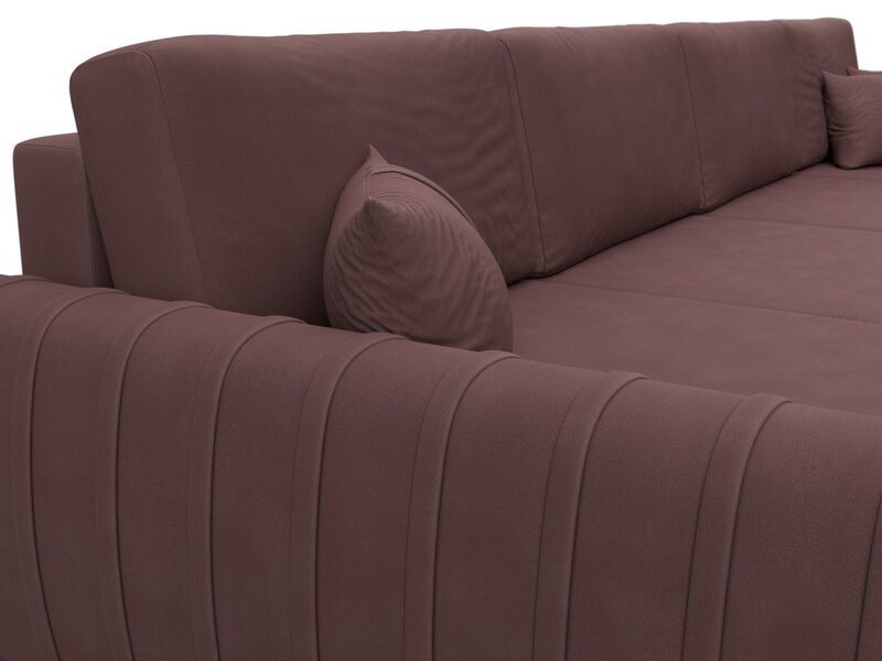 Диван П-образный Лига-057 НПБ Лонг, Замша, JOLY 09 бордовый