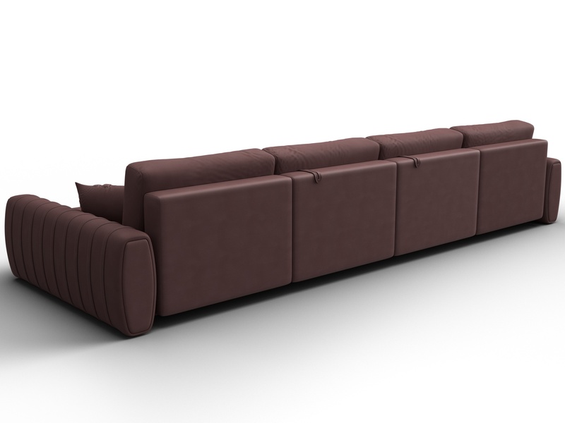 Диван П-образный Лига-057 НПБ Лонг, Замша, JOLY 09 бордовый