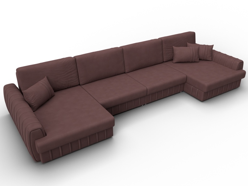 Диван П-образный Лига-057 НПБ Лонг, Замша, JOLY 09 бордовый