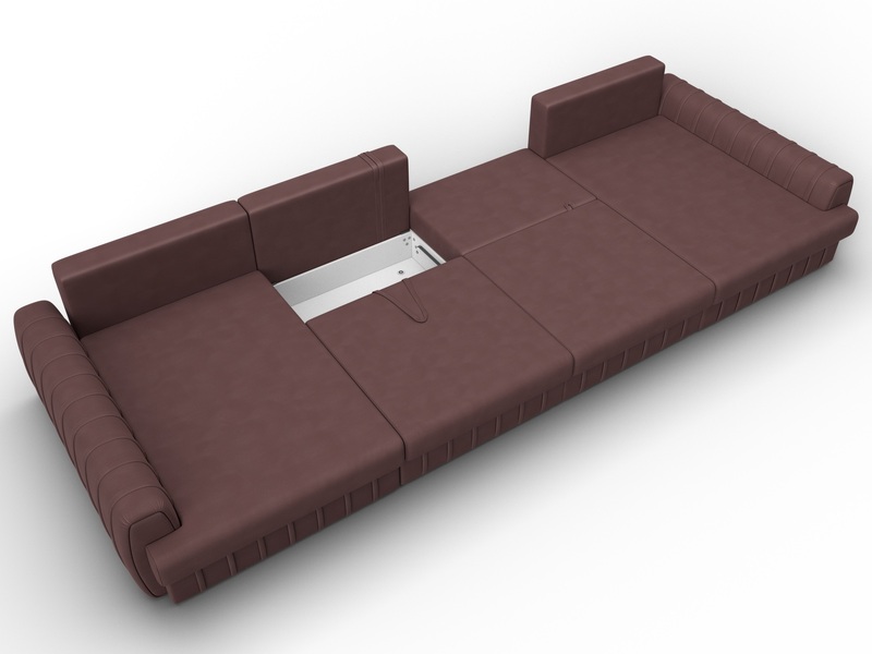 Диван П-образный Лига-057 НПБ Лонг, Замша, JOLY 09 бордовый