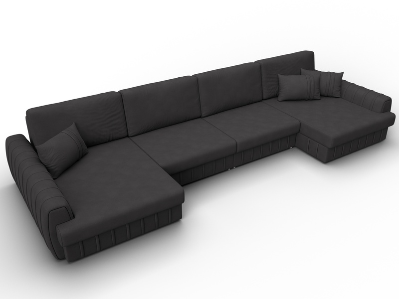 Диван П-образный Лига-057 НПБ Лонг, Замша, JOLY 08 коричневый