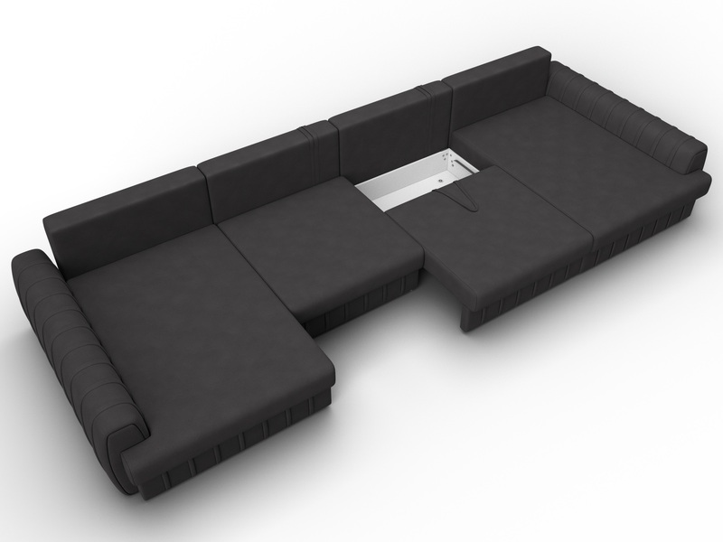 Диван П-образный Лига-057 НПБ Лонг, Замша, JOLY 08 коричневый