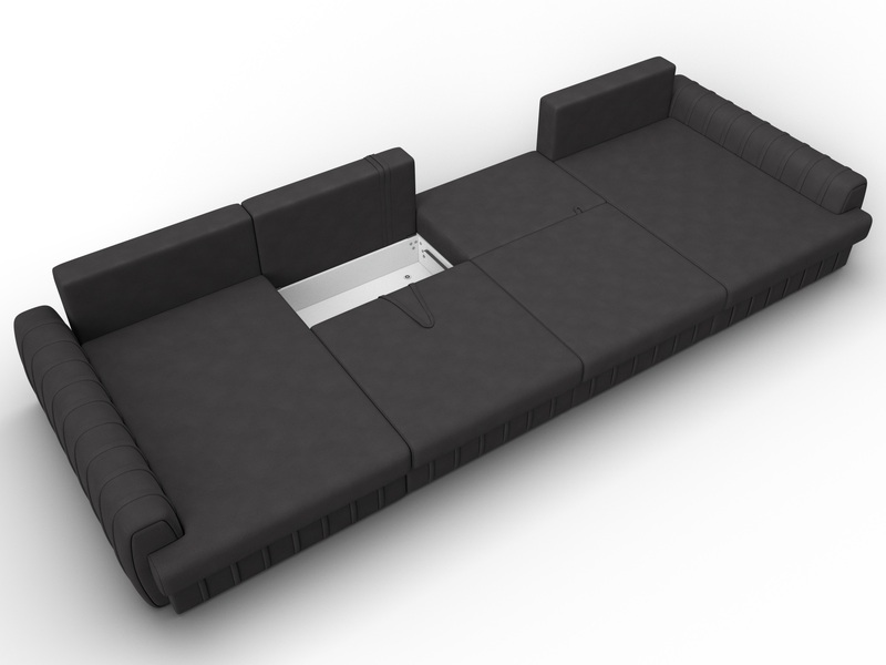 Диван П-образный Лига-057 НПБ Лонг, Замша, JOLY 08 коричневый