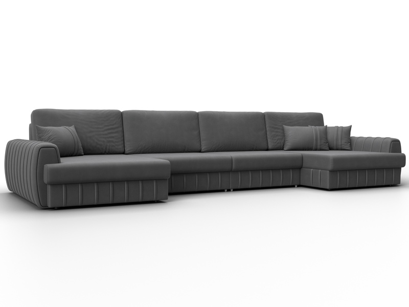 Диван П-образный Лига-057 НПБ Лонг, Замша, JOLY 13 серый