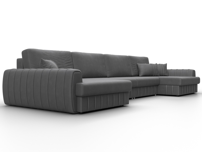 Диван П-образный Лига-057 НПБ Лонг, Замша, JOLY 13 серый