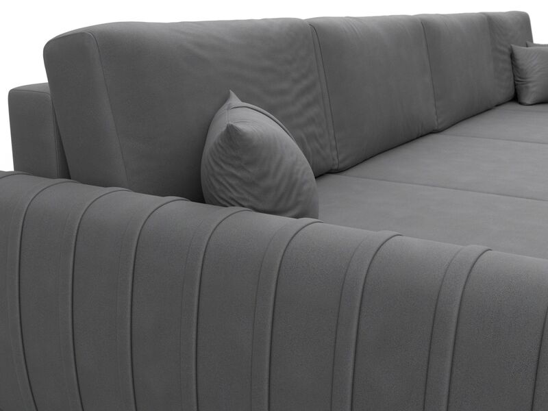 Диван П-образный Лига-057 НПБ Лонг, Замша, JOLY 13 серый