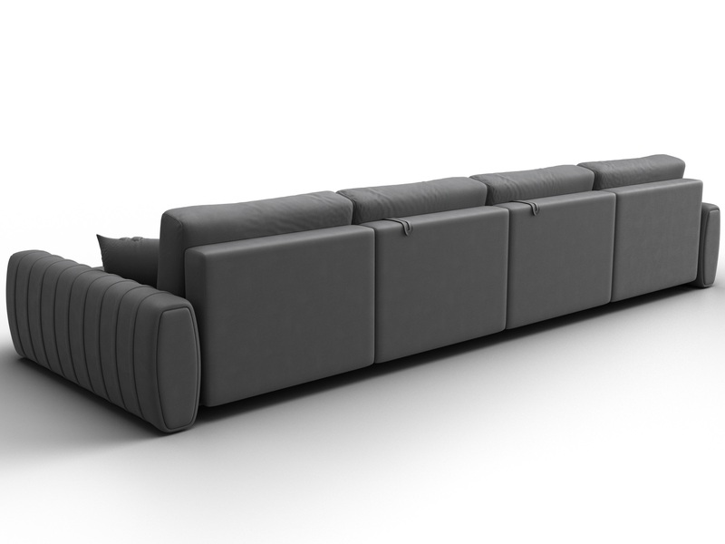 Диван П-образный Лига-057 НПБ Лонг, Замша, JOLY 13 серый