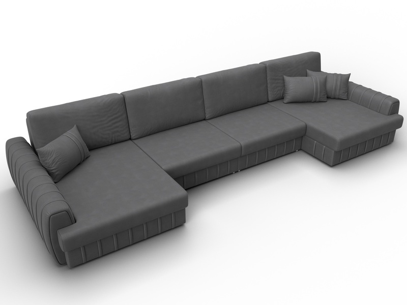 Диван П-образный Лига-057 НПБ Лонг, Замша, JOLY 13 серый