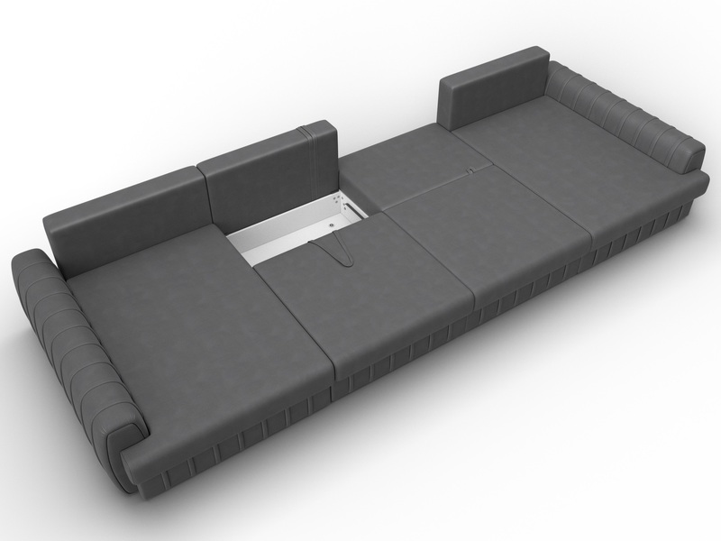 Диван П-образный Лига-057 НПБ Лонг, Замша, JOLY 13 серый