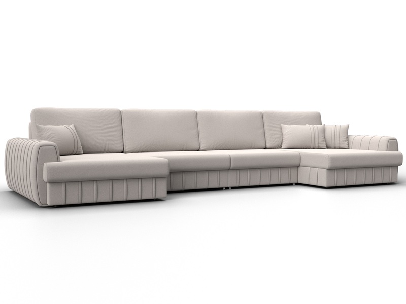 Диван П-образный Лига-057 НПБ Лонг, Замша, JOLY 05 бежевый