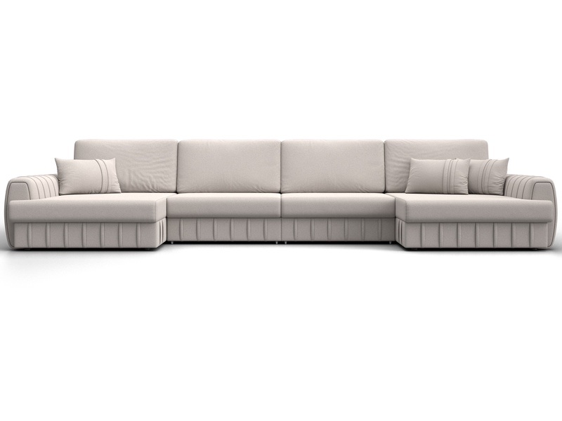 Диван П-образный Лига-057 НПБ Лонг, Замша, JOLY 05 бежевый