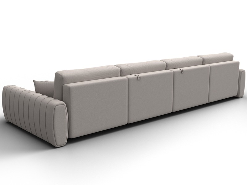 Диван П-образный Лига-057 НПБ Лонг, Замша, JOLY 05 бежевый